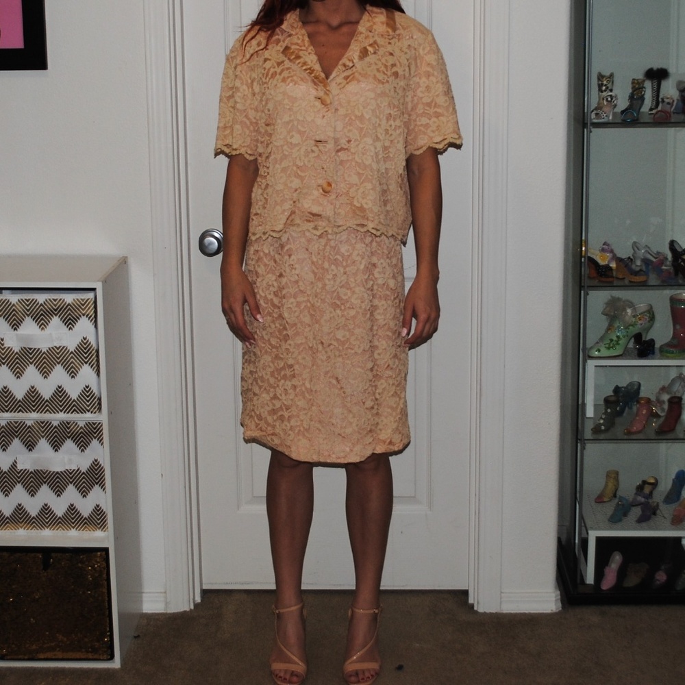 Clear Out! MelRose Pink Vintage Shirt With Skirt